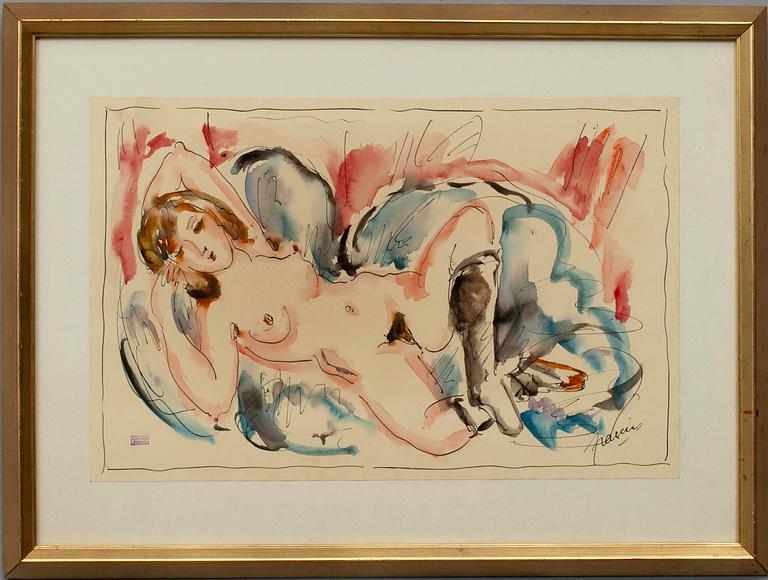 JULES PASCIN, akvarell, Atelierstämpelsignerad Pascin.