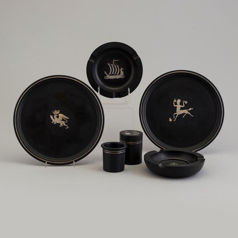 a set of seven plastic items from Perstorp and Åsljunga, 1938-55.