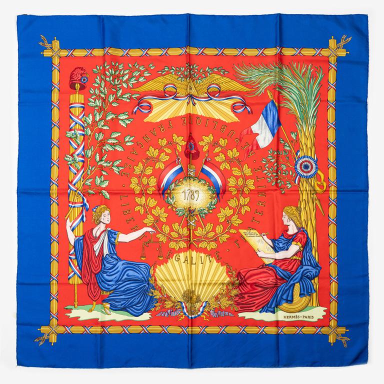 Hermès, scarf, "1789 Liberté Égalité Fraternité".