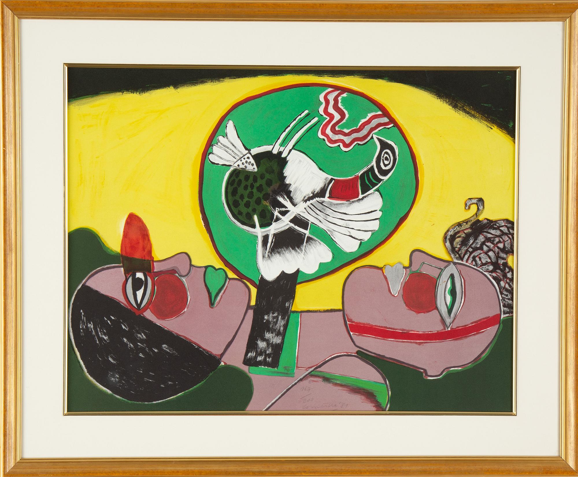 Beverloo Corneille, silk screen in colours, signed Corneille, dated 81 and numbered 167/200 in pencil.