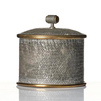 Björn Trägårdh, a pewter and brass lidded jar, model "A 2273", Firma Svenskt Tenn, Stockholm, 1944.