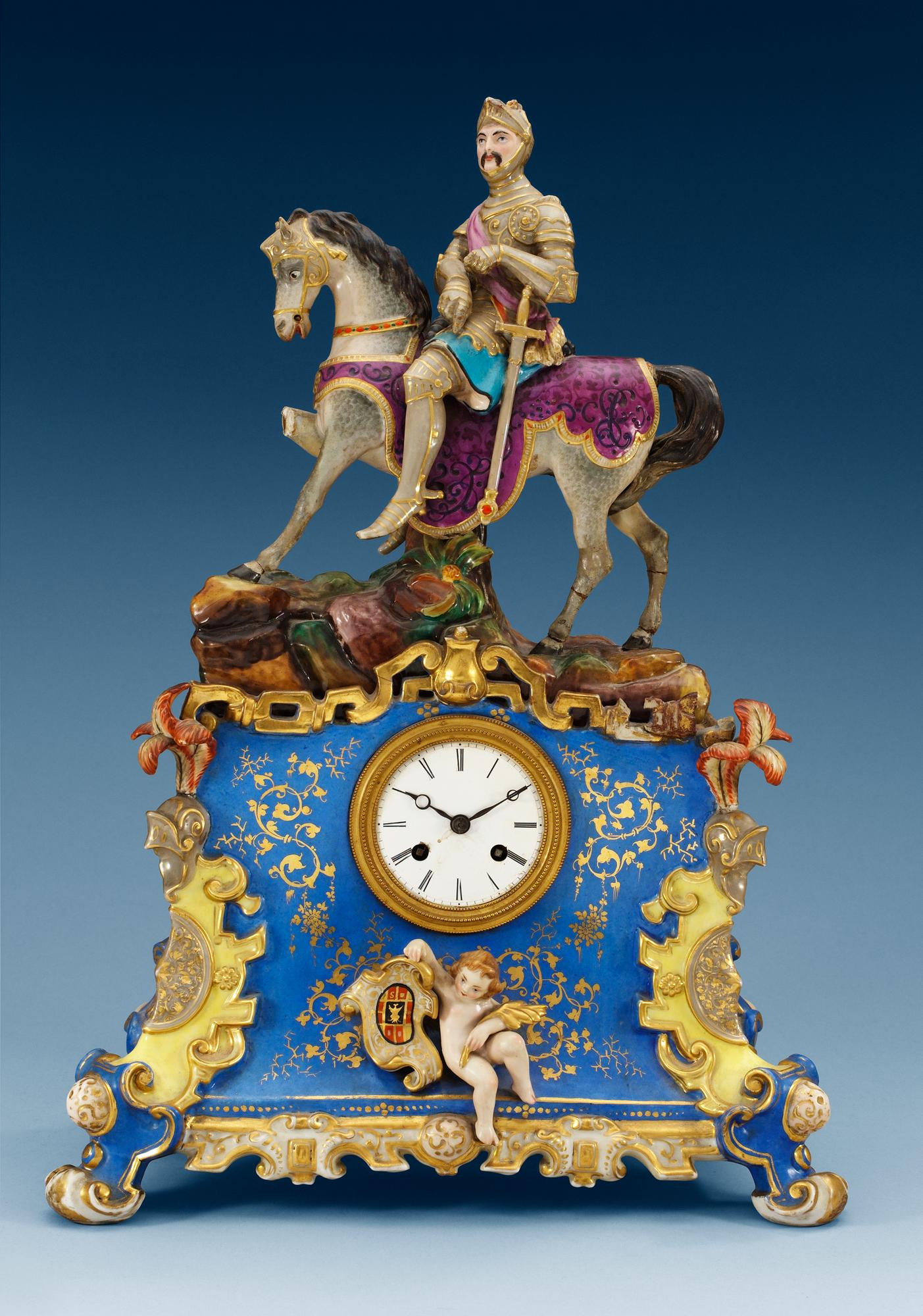 A Russian porcelain mantel clock, end of 19th Century.
