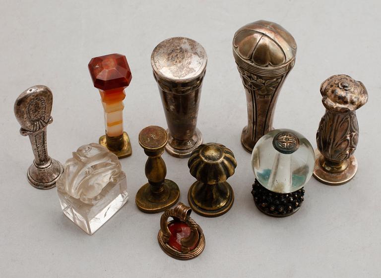 SAMLING SIGILL, 10 st, 1800-/1900-tal.