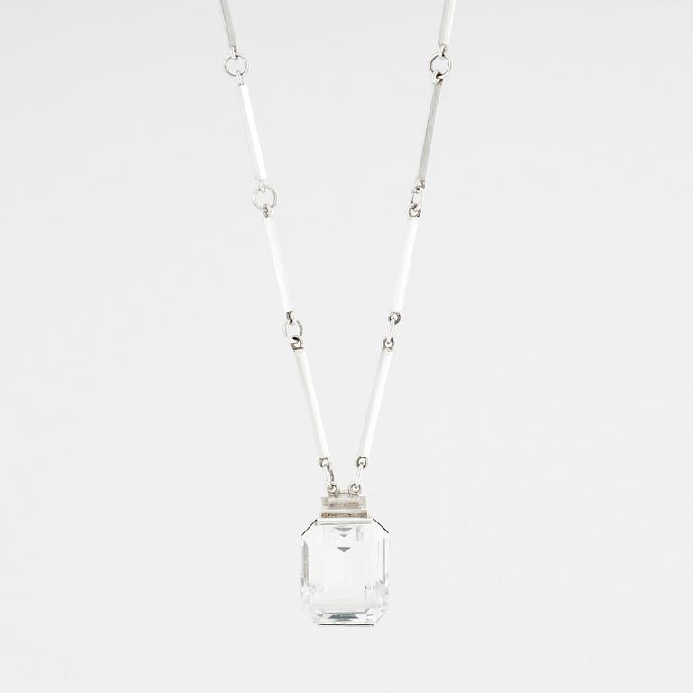 Wiwen Nilsson, a rock crystal and sterling silver necklace and pendant, Lund Sweden 1942.