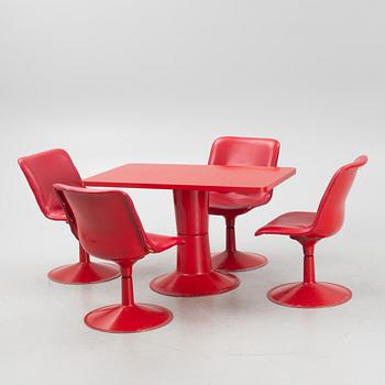 Yrjö Kukkapuro, a "Saturnus" dining table and four chairs, Haimi, Finland, 1970's.