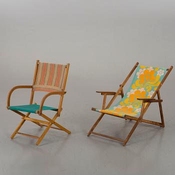 TWO DIFFERENT DECK CHAIRS, mid/second half of 20th century.