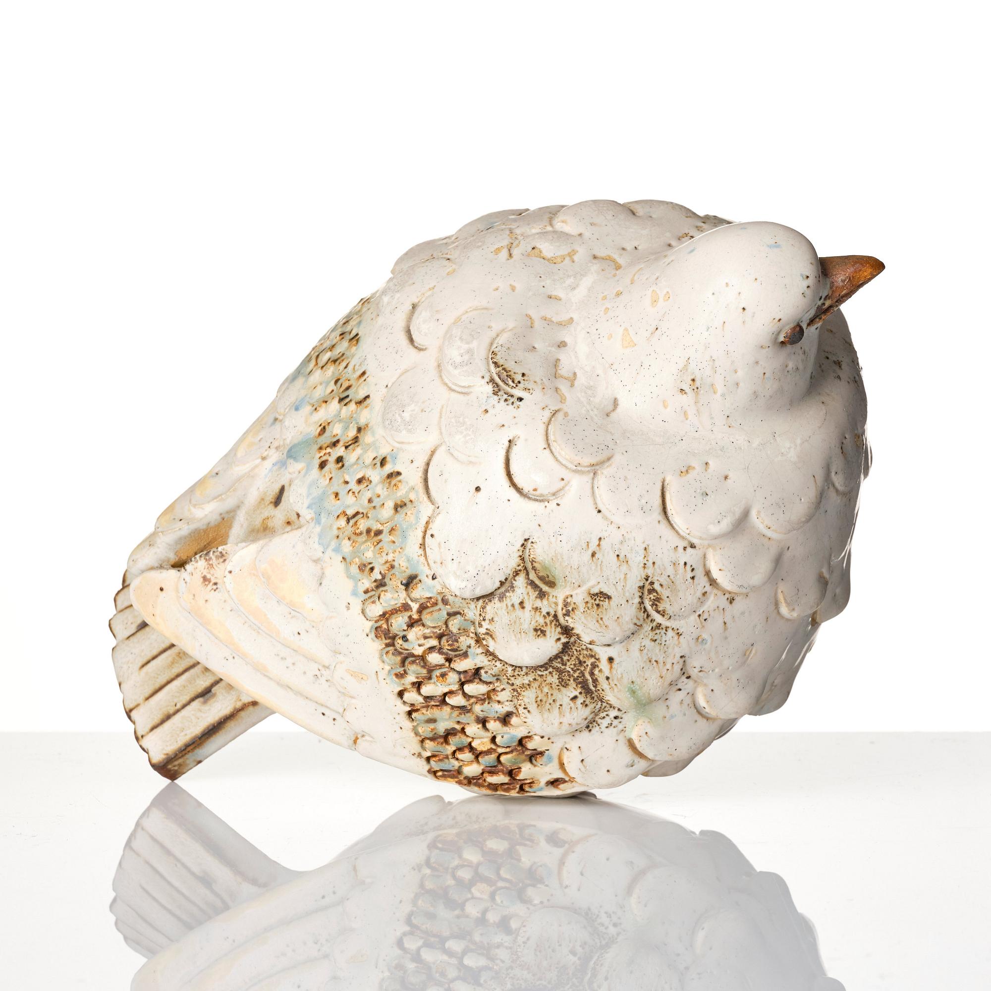 Tyra Lundgren, a chamotte stoneware sculpture of a pigeon, Sweden mid 20th century.