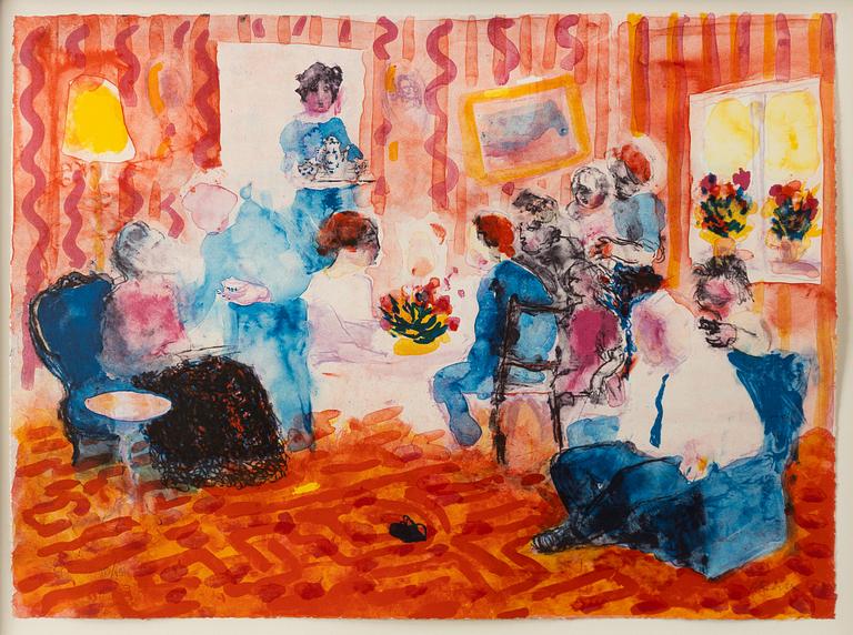 Peter Dahl, Interior with figures.