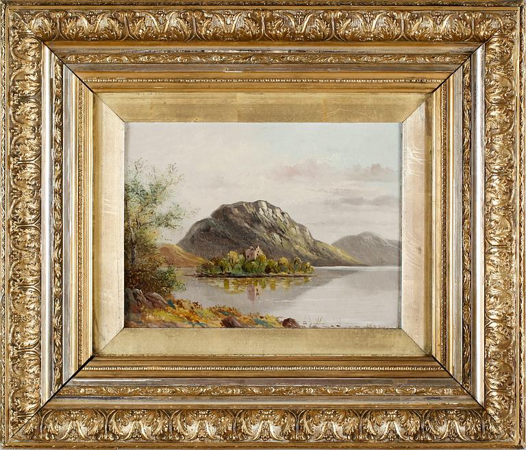 OKÄND KONSTNÄR, olja på pannå, signerad J Sharp, 1800-tal.