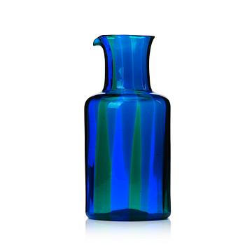 52. Fulvio Bianconi, a blue and green glass pitcher, Venini Murano, Italy 1960s.