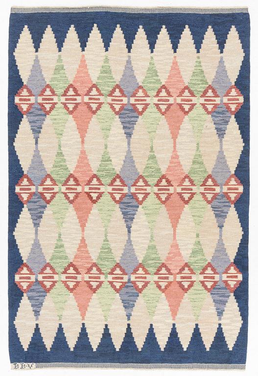 Bittan Bergh-Valberg, a carpet, "Kaleidoscope", flat weave, c 245 x 164 cm, signed BBV.
