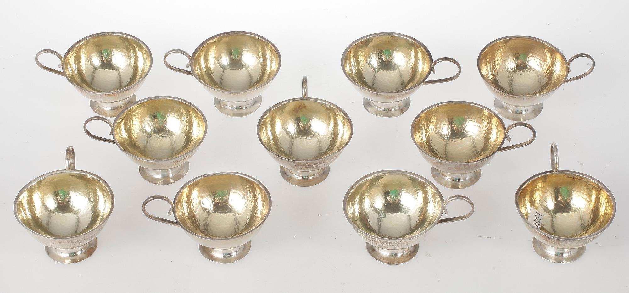 PUNSCHKOPPAR, 11 st, silver, Boliden. 1900-talets första hälft. Vikt ca 360 gram.