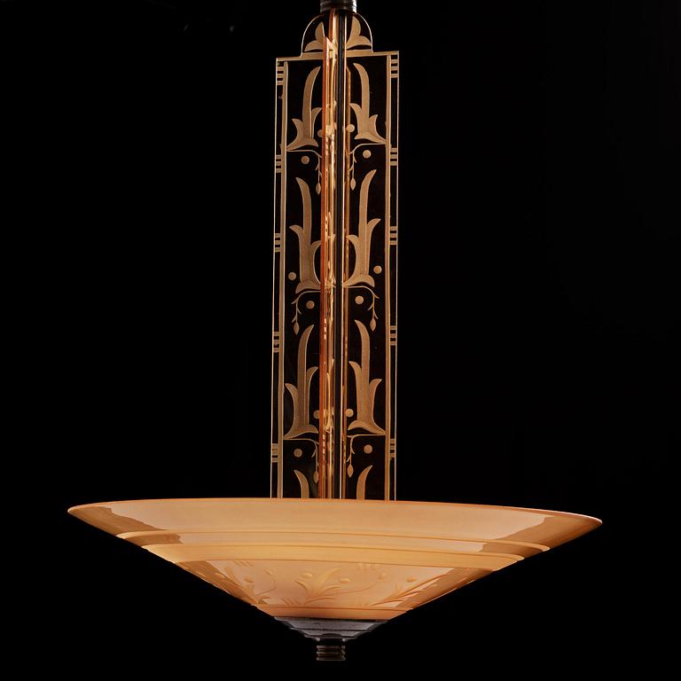 Edward Hald, a ceiling lamp model "HD 615", Orrefors, 1930s.