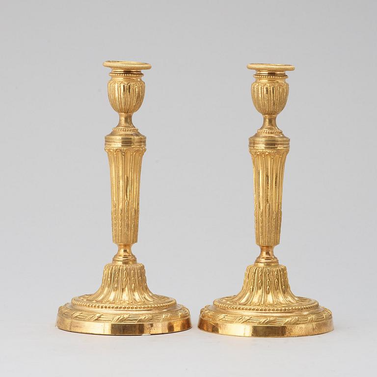 A pair of Louis XVI late 18th century candlesticks.