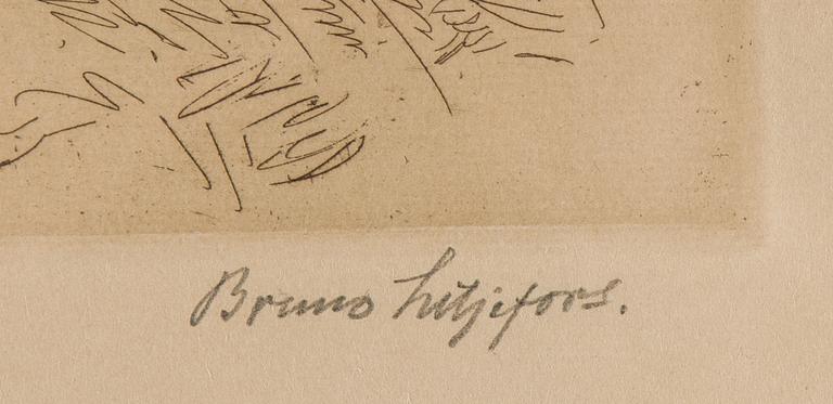 Bruno Liljefors, etching, signerad.