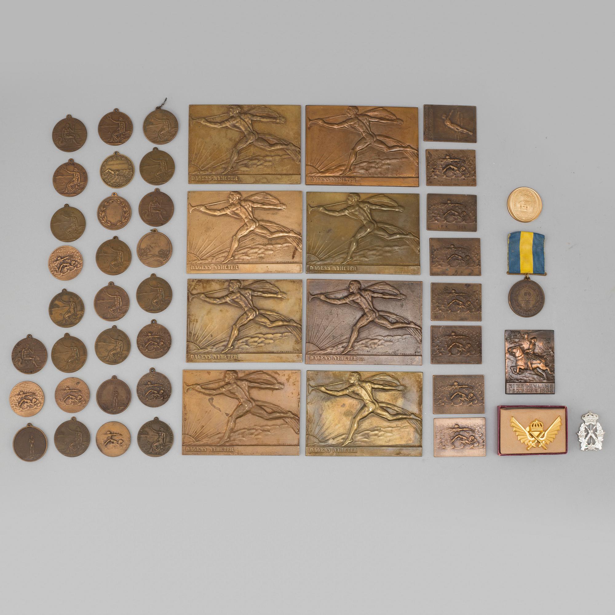 Swedish olympic champion swimmer Arne Borgs victory trophy and medals.