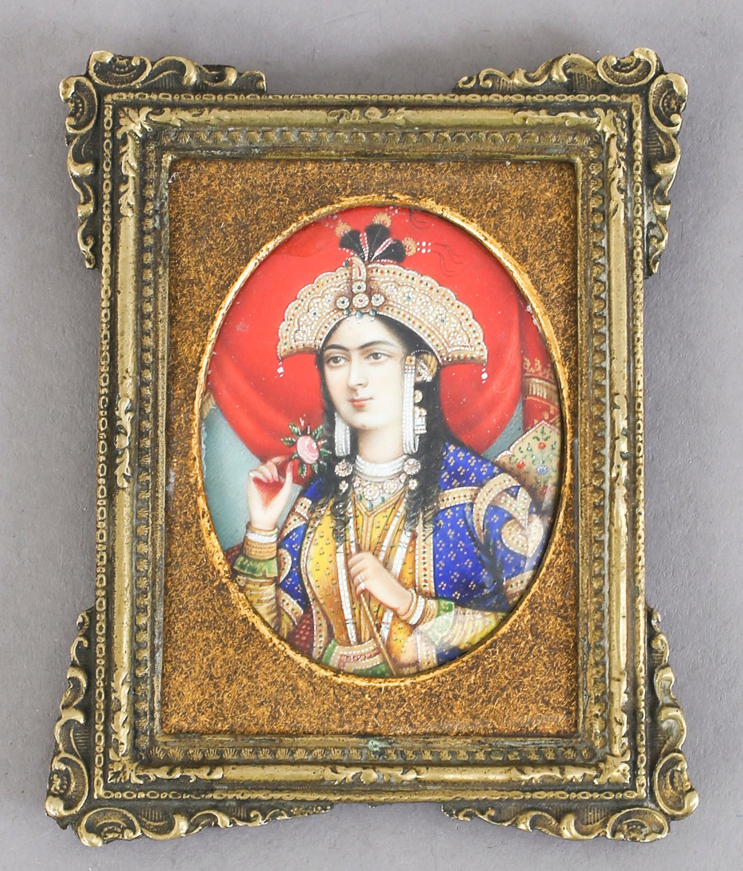 MINIATYRPORTRÄTT, 2 st, Indien 1800-1900-tal.