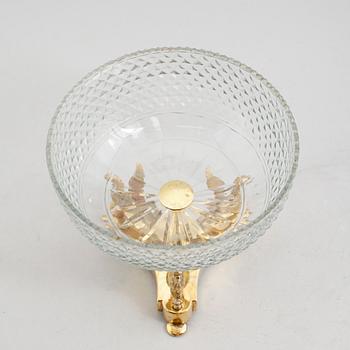 SKÅL, glas samt förgylld mässing, empirestil, sent 1800-tal.