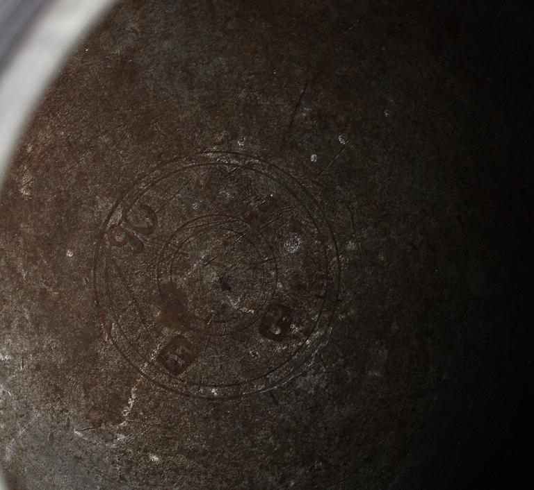 STOP SAMT LJUSSTAKE, tenn, otydl stämplar på stopet, Sverige 1800-tal.