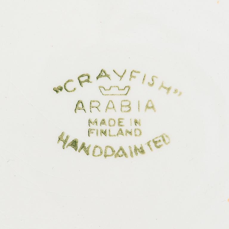 Anja Juurikkala, tallrikar, 6 st, porslin "Crayfish", Arabia. I produktion 1953-1960.