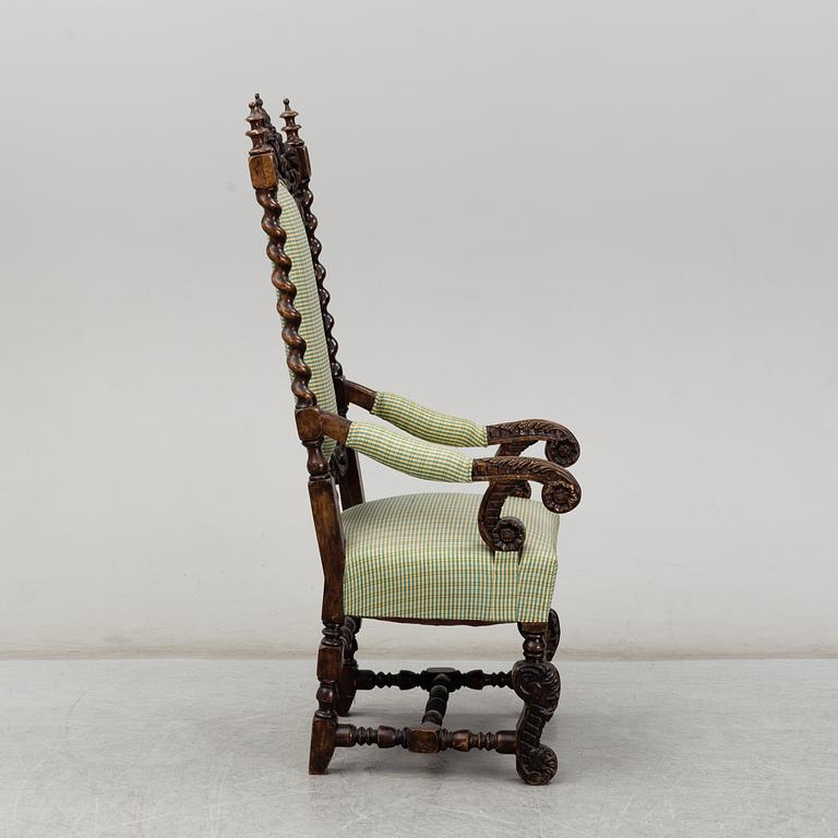 An 18th century baroque armchair.