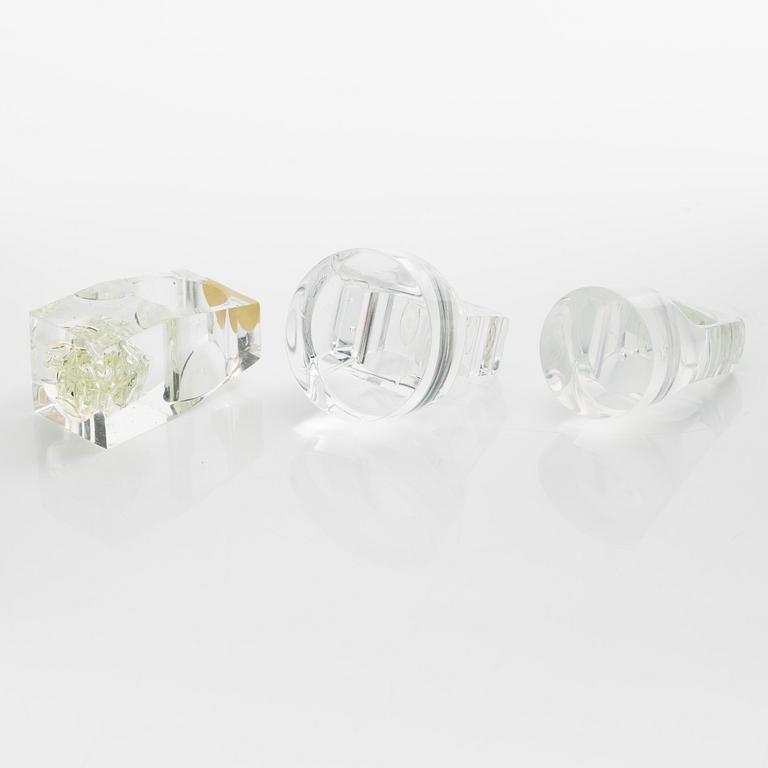 Siv Lagerström, three acrylic rings, 1970s.