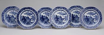 ASSIETTER, 6 st, porslin, Jiaqing, omkr 1800.