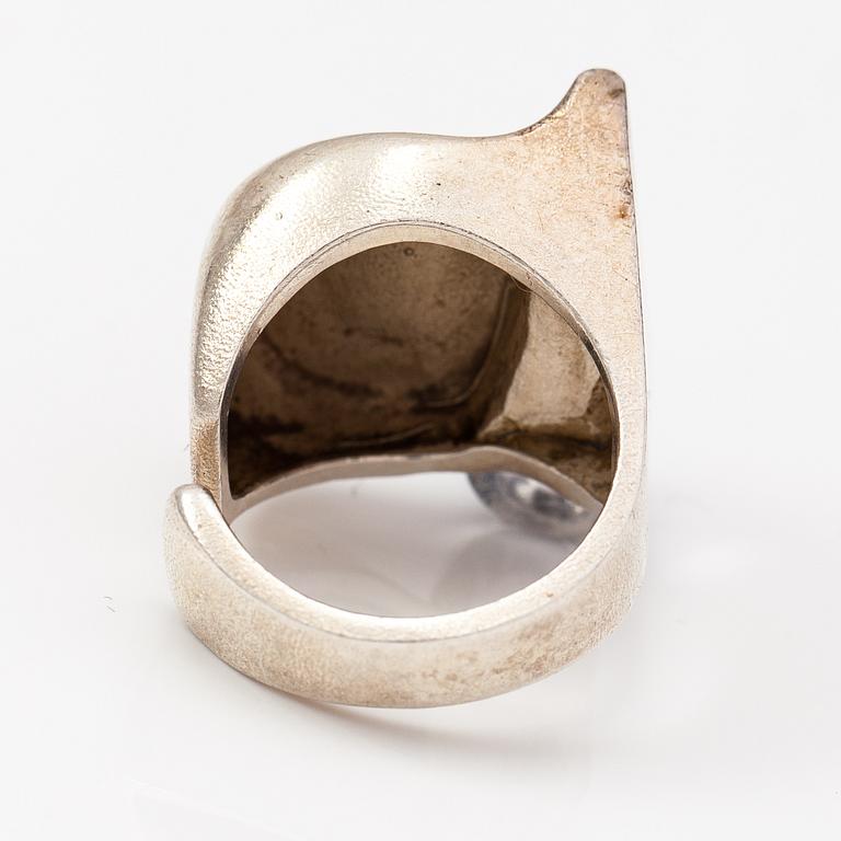 Björn Weckström, "Darina's tear", a sterling silver and acrylic ring. Lapponia 1974.