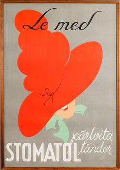 REKLAMAFFISCH, litografiskt tryck, "Stomatol", 1930-tal.