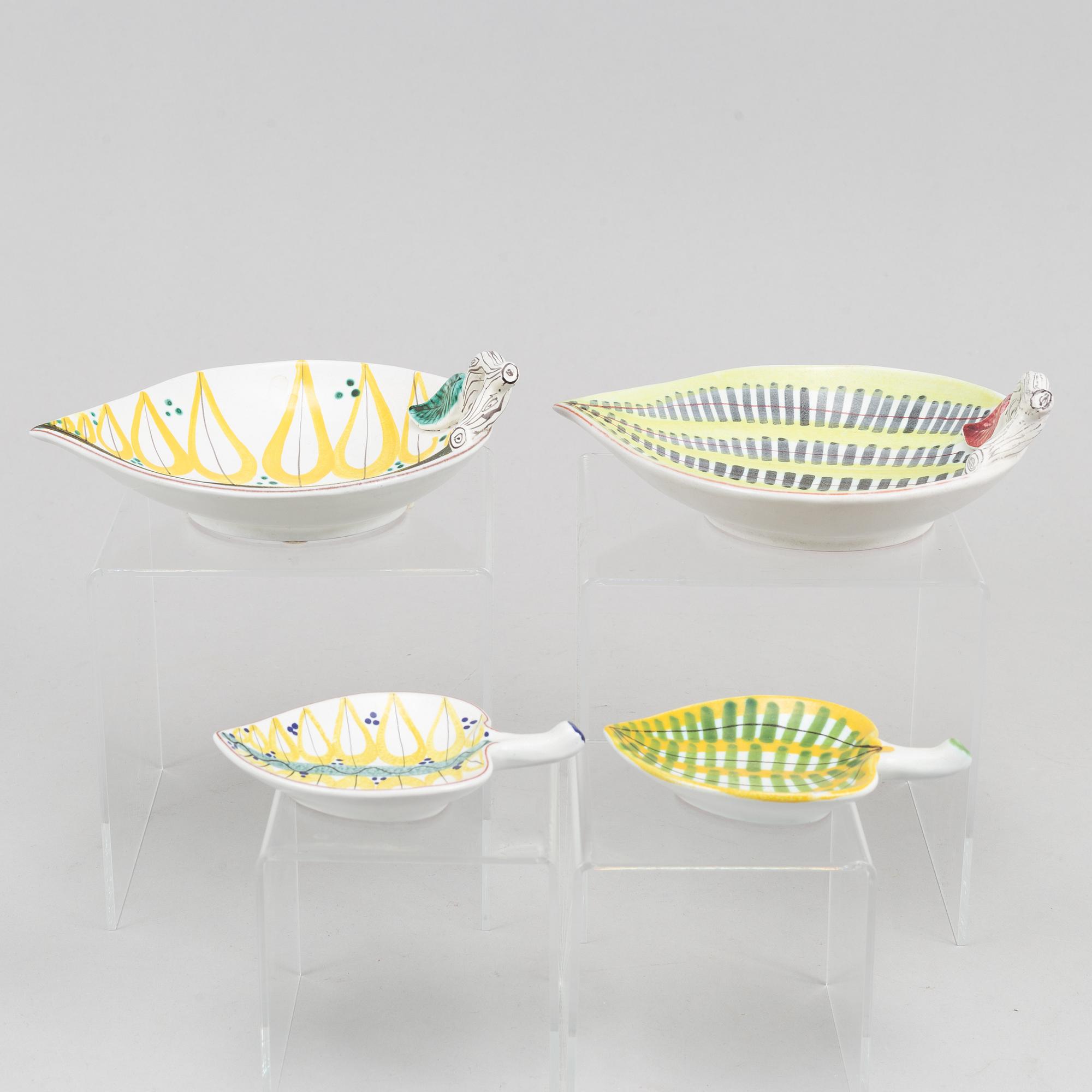 Stig Lindberg, four earthenware dishes, Gustavsberg studio.