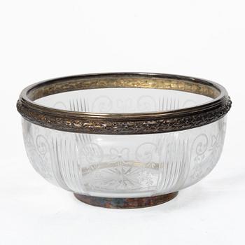 A French silver and glass bowl, mark of Georges Falkenberg, Paris, early 20th century.
