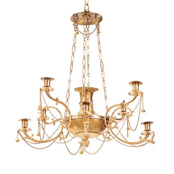 90. A late Gustavian eight-light hanging-lamp, Stockholm, early 19th century.