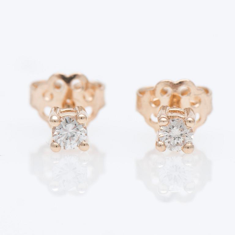 ÖRHÄNGEN, briljantslipade diamanter, 14K guld.