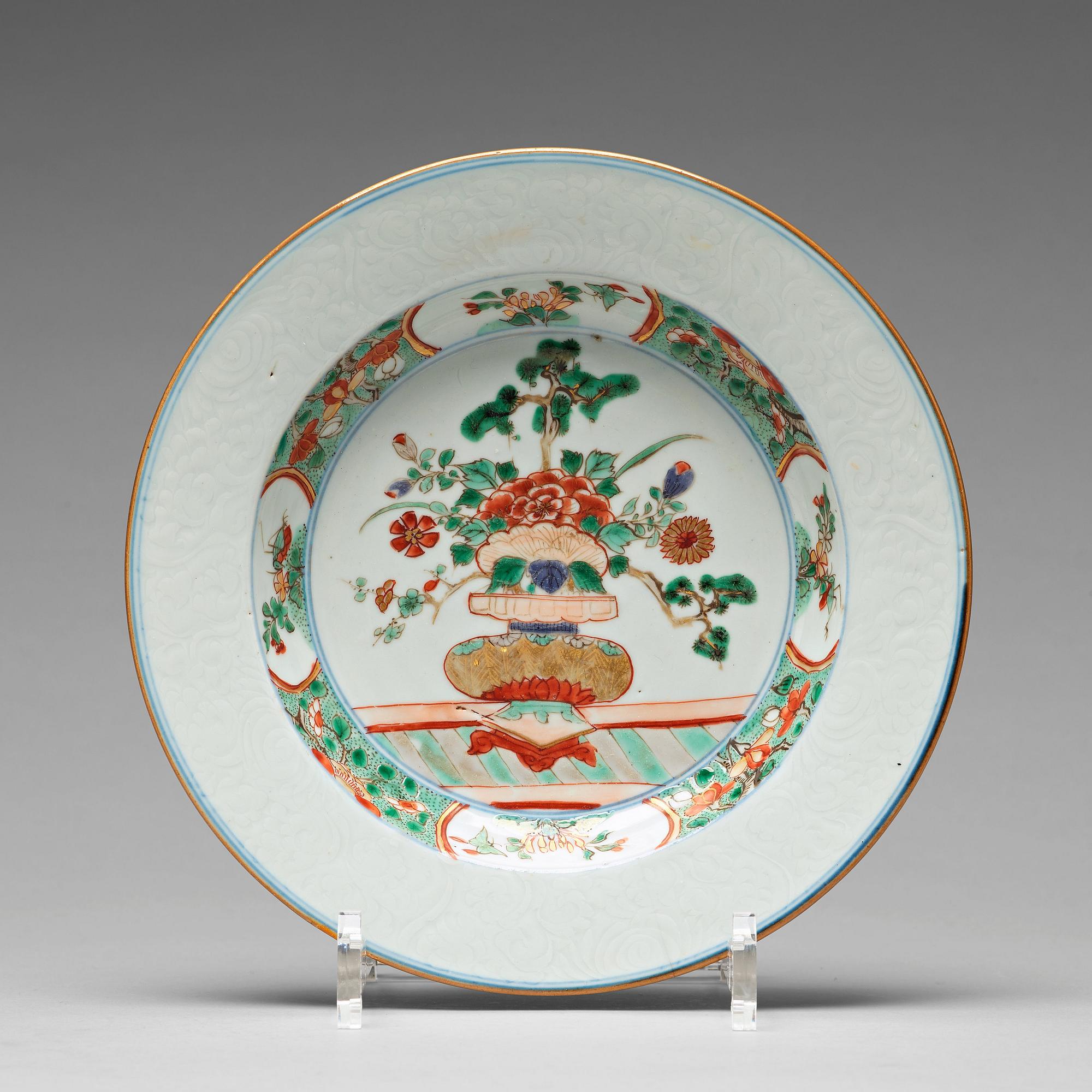 A set of five famille verte dishes, Qing dynasty, Kangxi  (1662-1722).