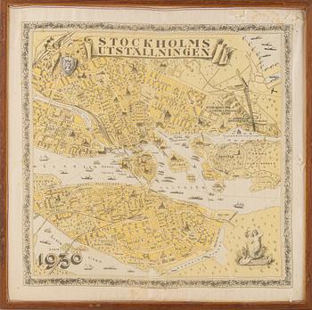 A napkin, 'Stockholmsutställningen 1930', Max Söderholm, Anton Ljunglöfs Litografiska Anstalt.