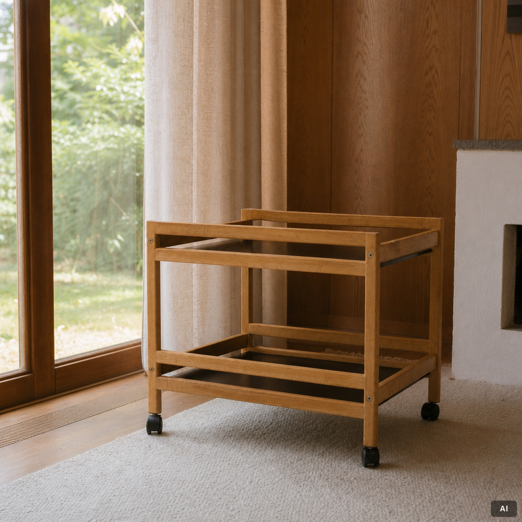 Børge Mogensen, Serving cart, Fredericia Stolefabrik, Denmark, 1960s.