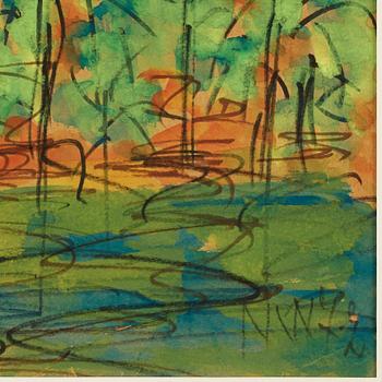 NELL WALDEN, mixed media on paper, signed and dated -72.