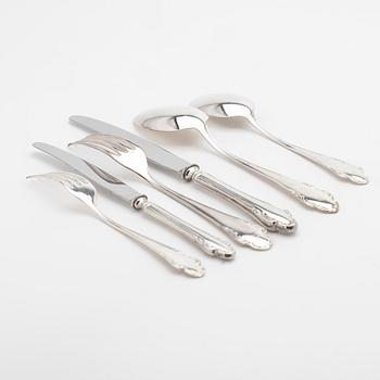 Cutlery, 72 pieces, silver, Haga, JLH, Stockholm, 1951–1956.