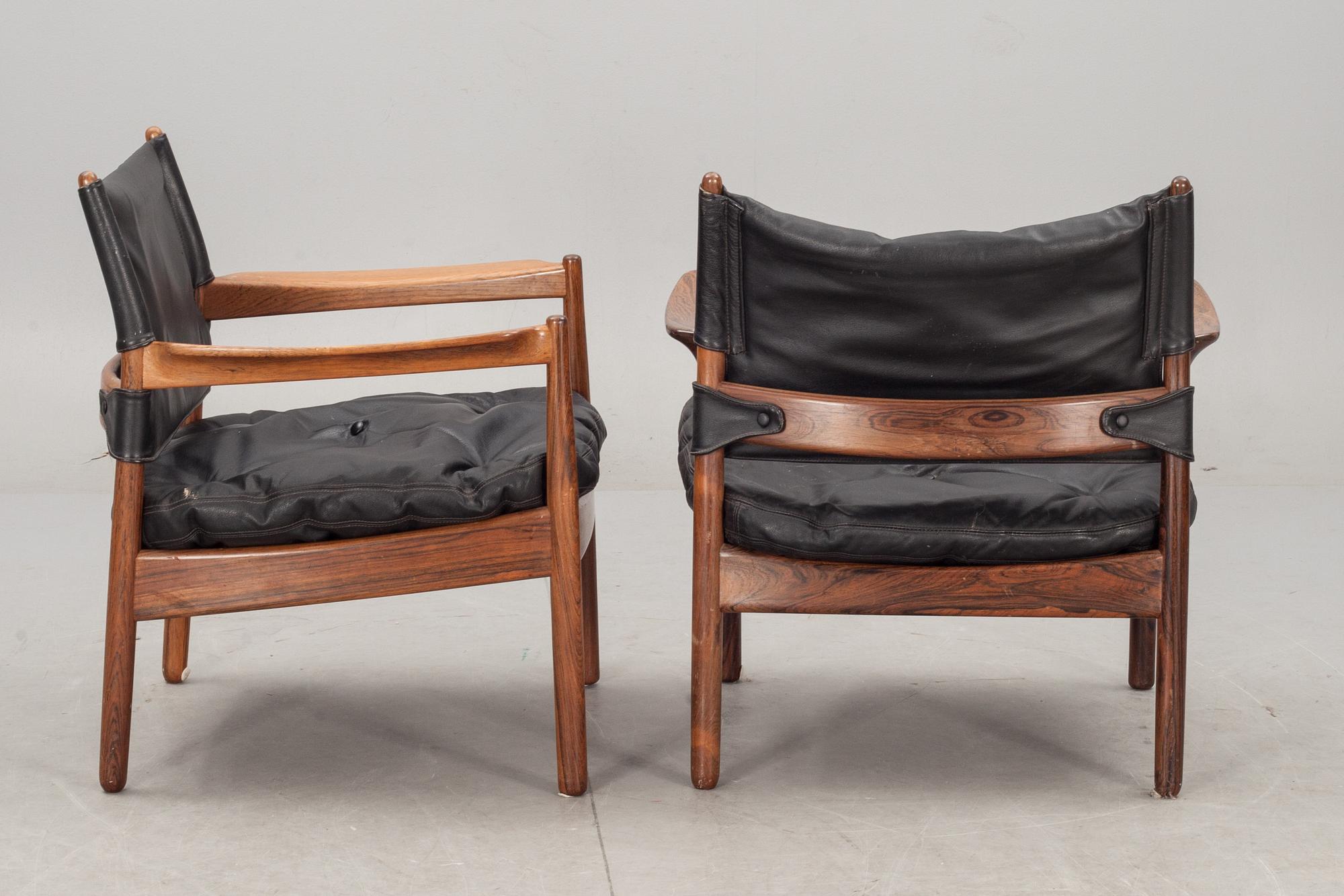 KARMSTOLAR, ett par, jakaranda, Gunnar Myrstrand för Källemo. 1960-tal. CITES-intyg medföljer.