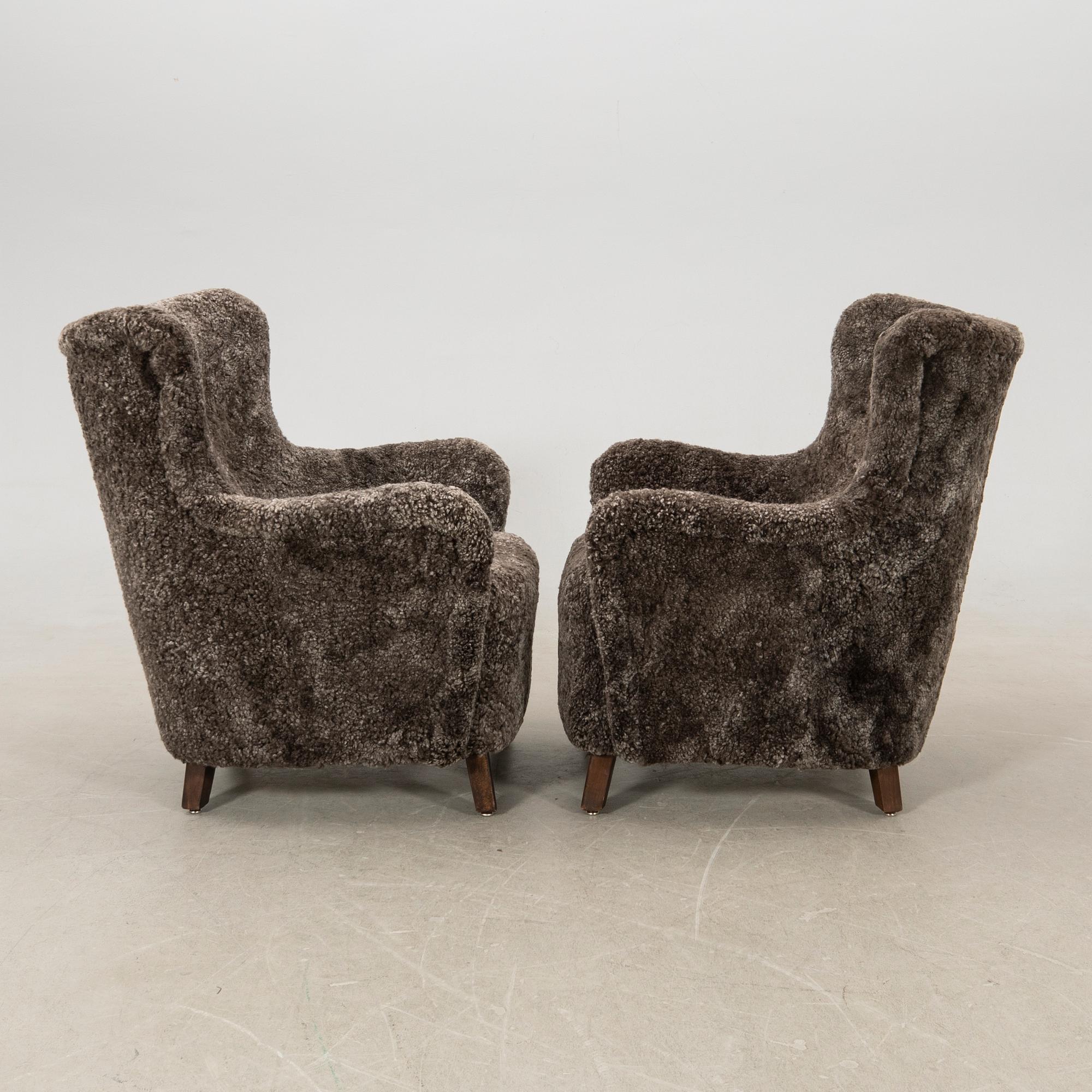 Armchairs, a pair, Asko Finland 1940s.