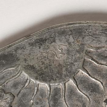 Nils Fougstedt, a pewter hand mirror model A 508, Firma Svenskt Tenn, Stockholm, 1920s-30s.