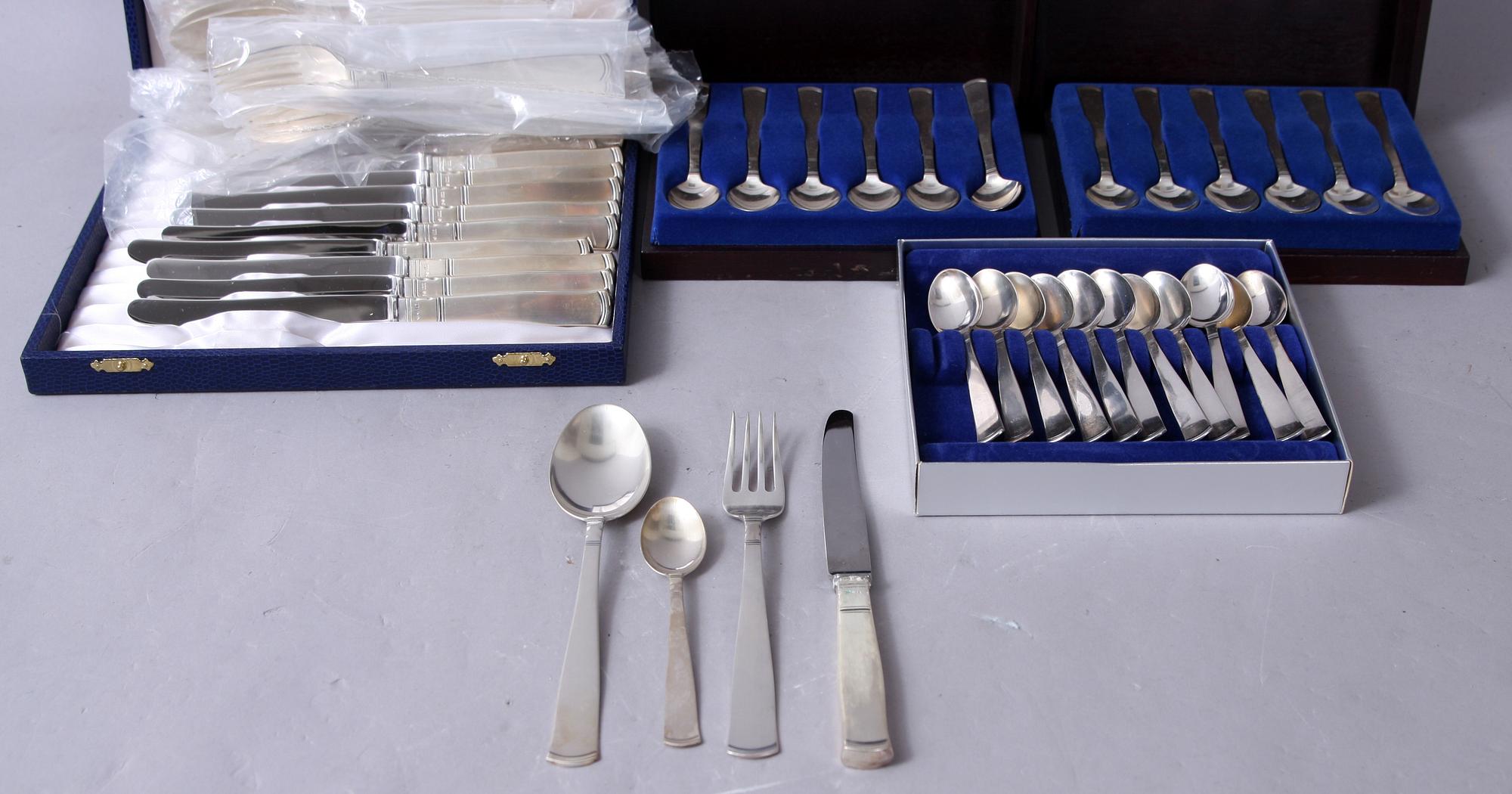BESTICK, silver. 60 delar. "Rosenholm", G.A.B., 1960-1980-tal.
