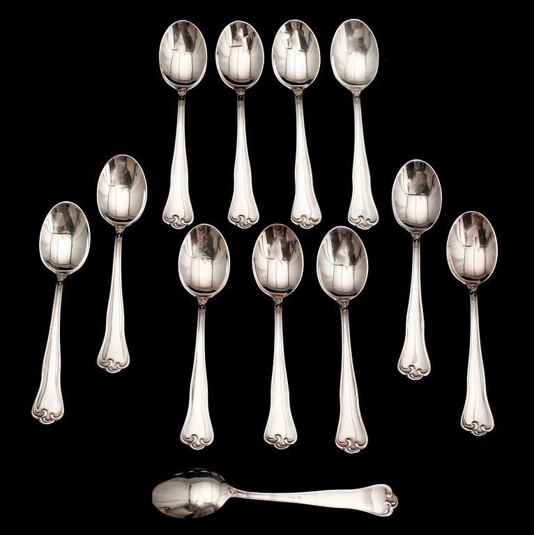 KAFFESKEDAR, 12 st, silver, Mema bla 1964. Tot 164 g.