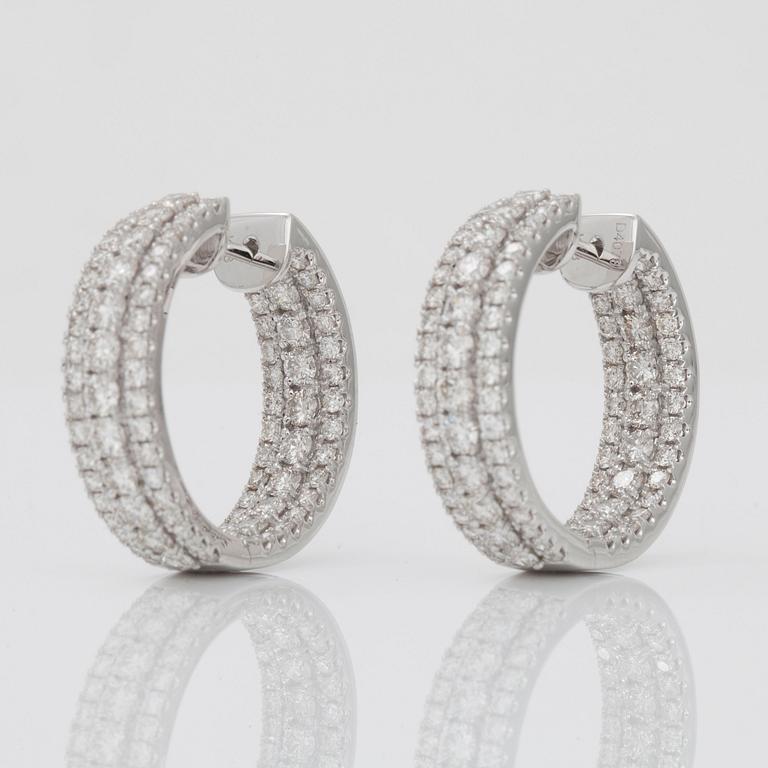 A pair of diamond earrings, 4.08 cts in total, according to engraving.