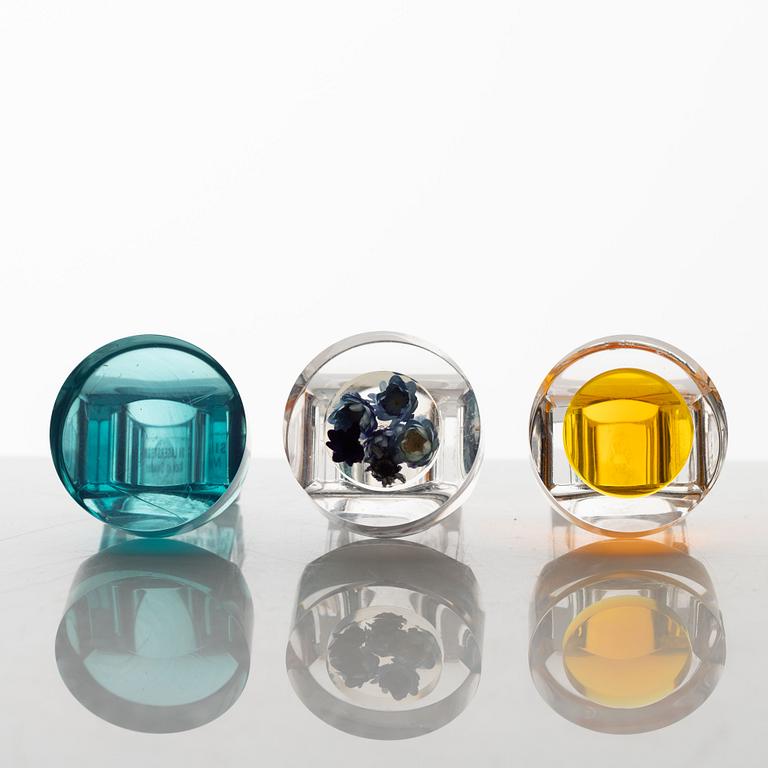 Siv Lagerström, three acrylic rings, 1970s.