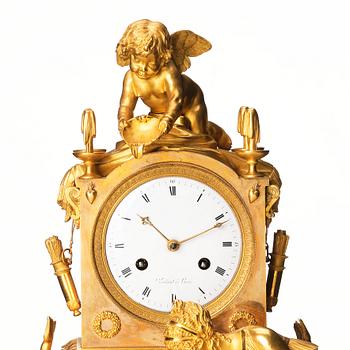 An Empire ormolu mantel clock 'La fontaine de l'Amour', early 19th century.