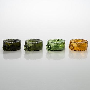 Helena Tynell, A set of four Sun bottles for Riihimäen Lasi Oy. Produced 1964-1974.