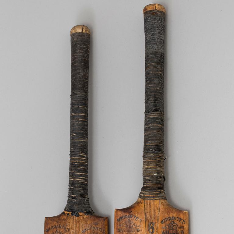 Two cricket bats, wood, 1930s.