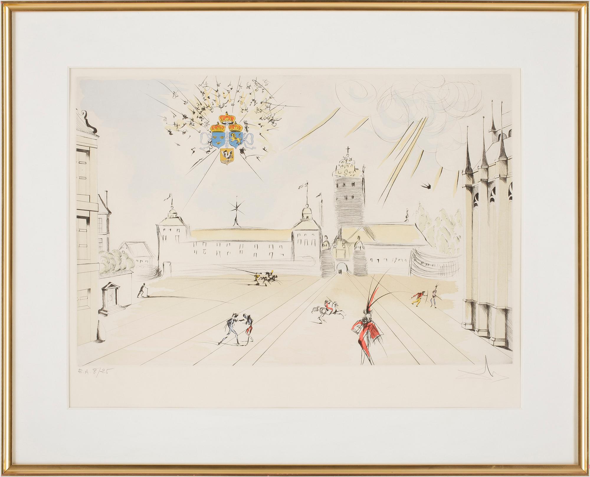 SALVADOR DALÍ, etsning kolorerad med stencil, 1976, signerad, E.A-upplaga, numrerad 8/25.