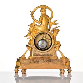 A French Empire mantle clock, early 19th century.